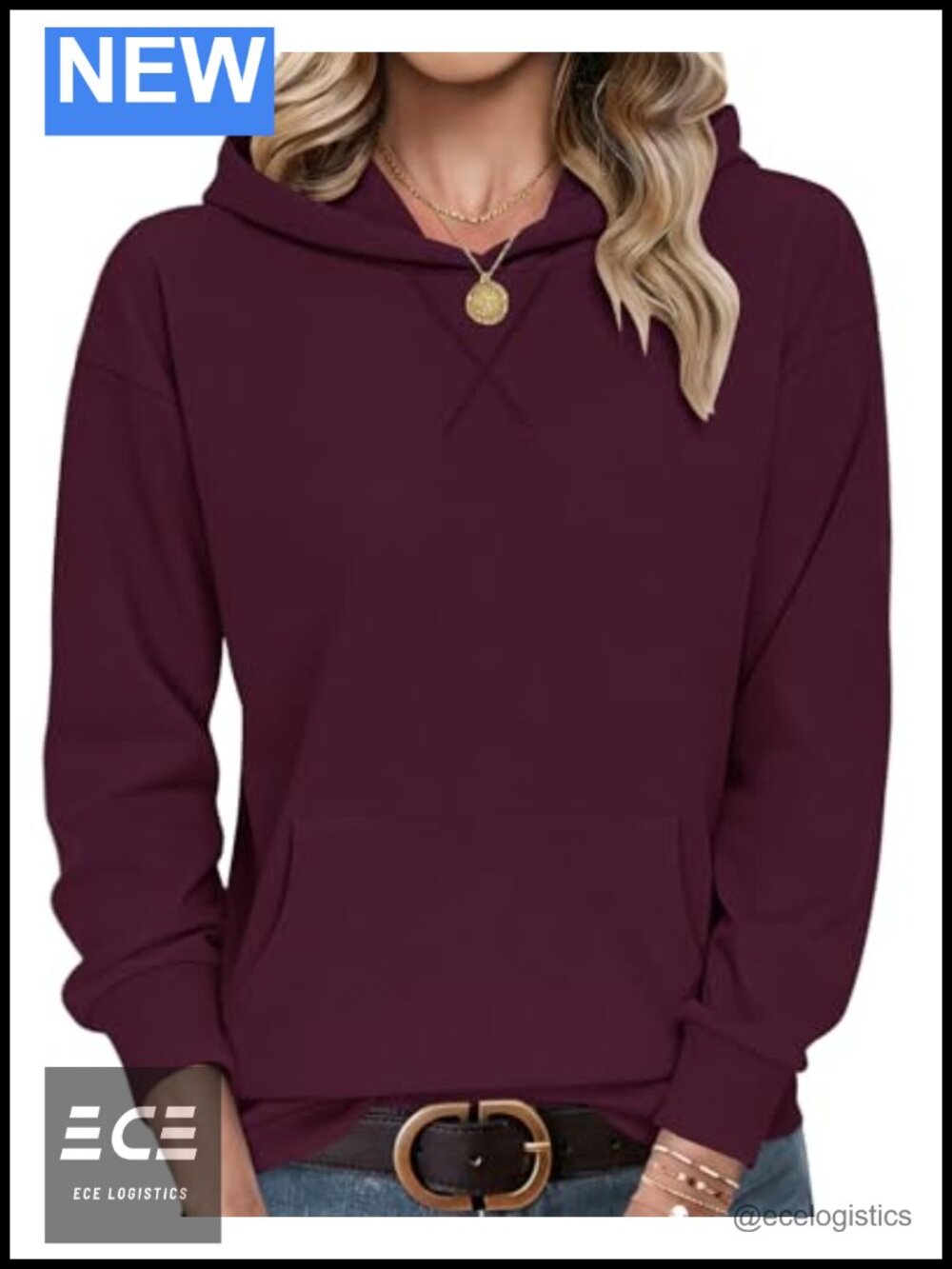 Women's Crewneck Hoodie Sweatshirt Pullover Long Sleeve Kangaroo Pocket